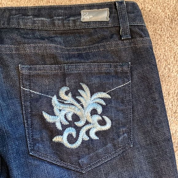 Paige Embroidered Denim Jeans Womens Sz 32 - Picture 8 of 11